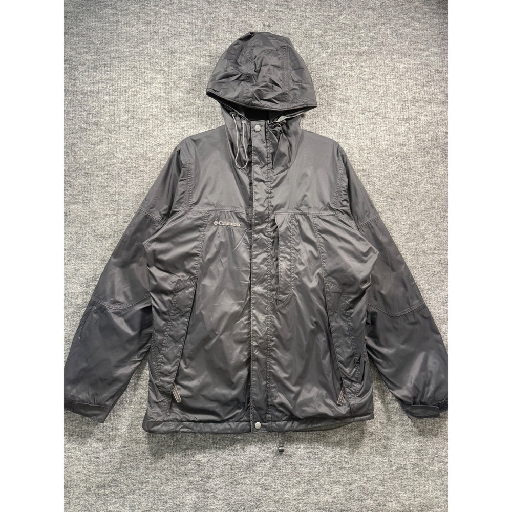 Columbia Mens Small Black Hooded Windbreaker Rain Jacket Mesh Lined